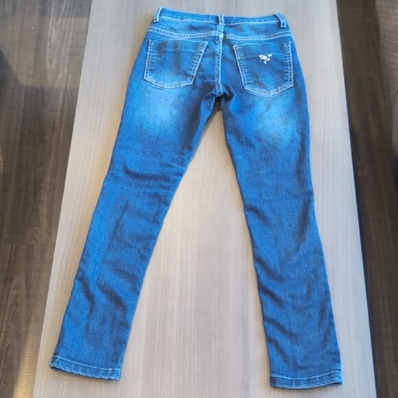 Guess Skinny Jeans Stretch Denim Adjustable Rhinestone Blue Girls Size 10 - Picture 11 of 13